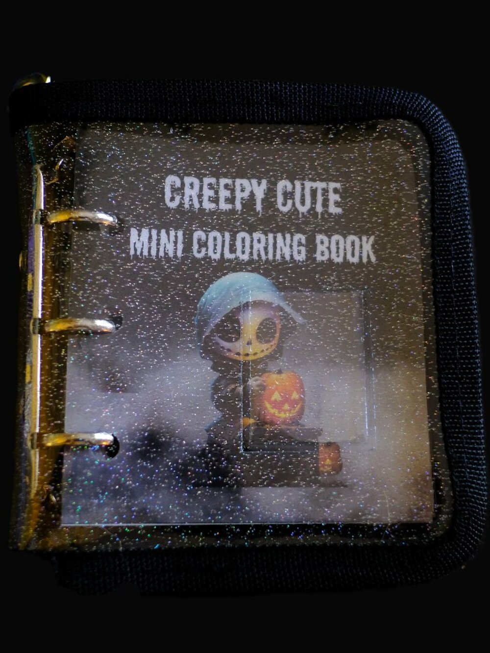 Mini Coloring Book & Pencil Set, Creepy Cute, Handmade, binder cover, Halloween